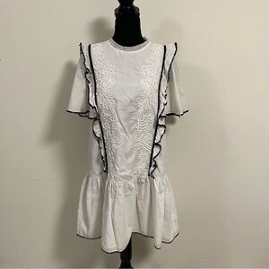 Anthropologie Dress Women’s Size XS Black White Seen Worn Kept Joan Ruffle dress